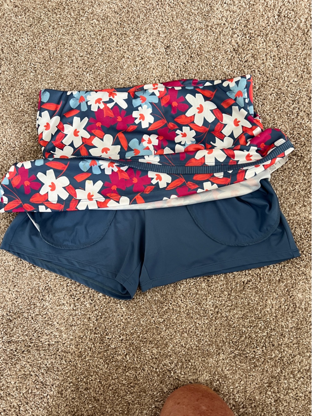 Floral Navy A-Line Women's Skort - Picture 3 of 7